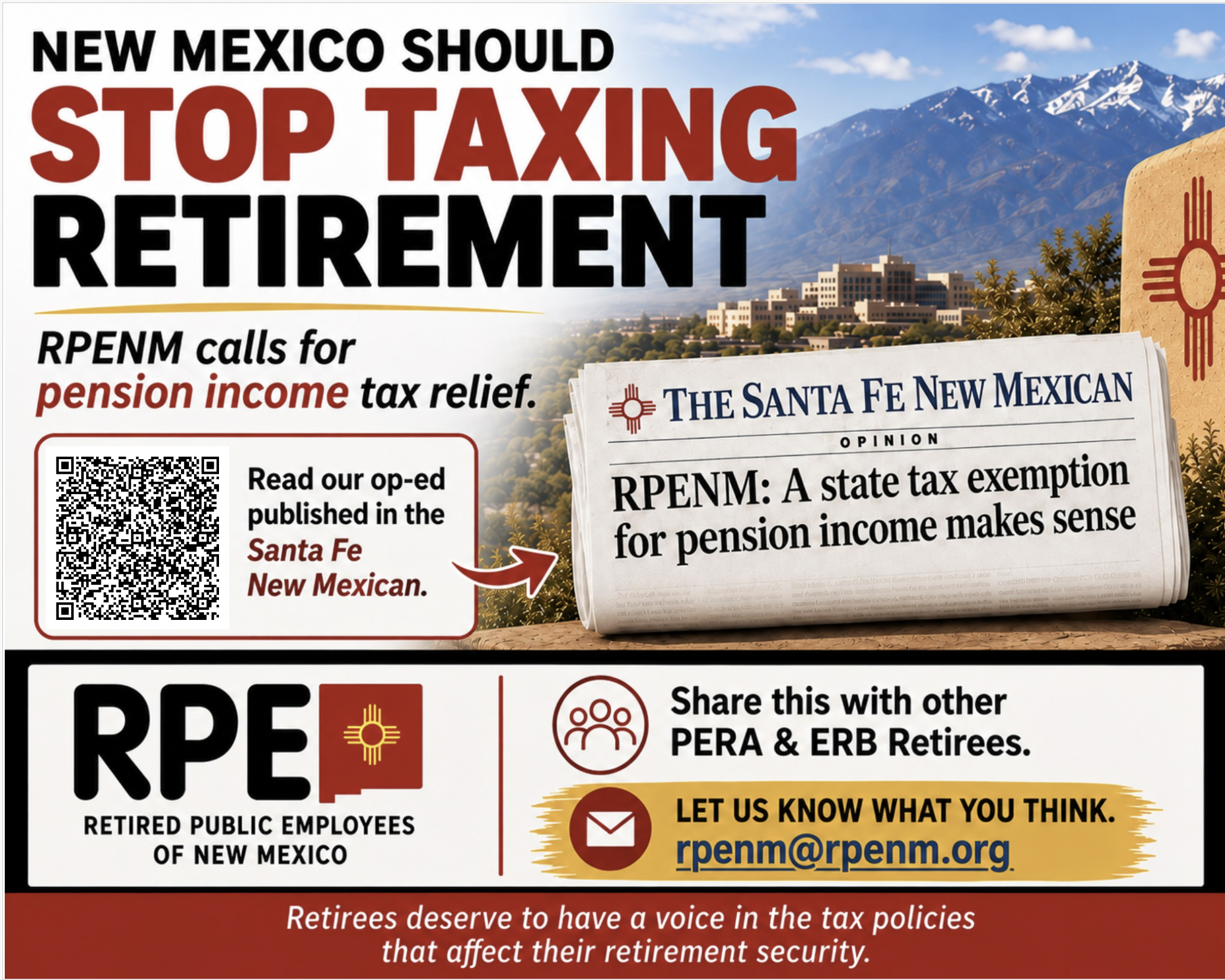 Active PERA members
AMBA
Beneficiaries
Insurance products
Membership
New Mexico Local government employees
New Mexico State government employees
pension protection
pensioners association
PERA retirees
Retired Public Employees of New Mexico
retirement association
retirement organization
RPENM
RPENM Annual Meeting
RPENM Newsletter
Service discounts Image